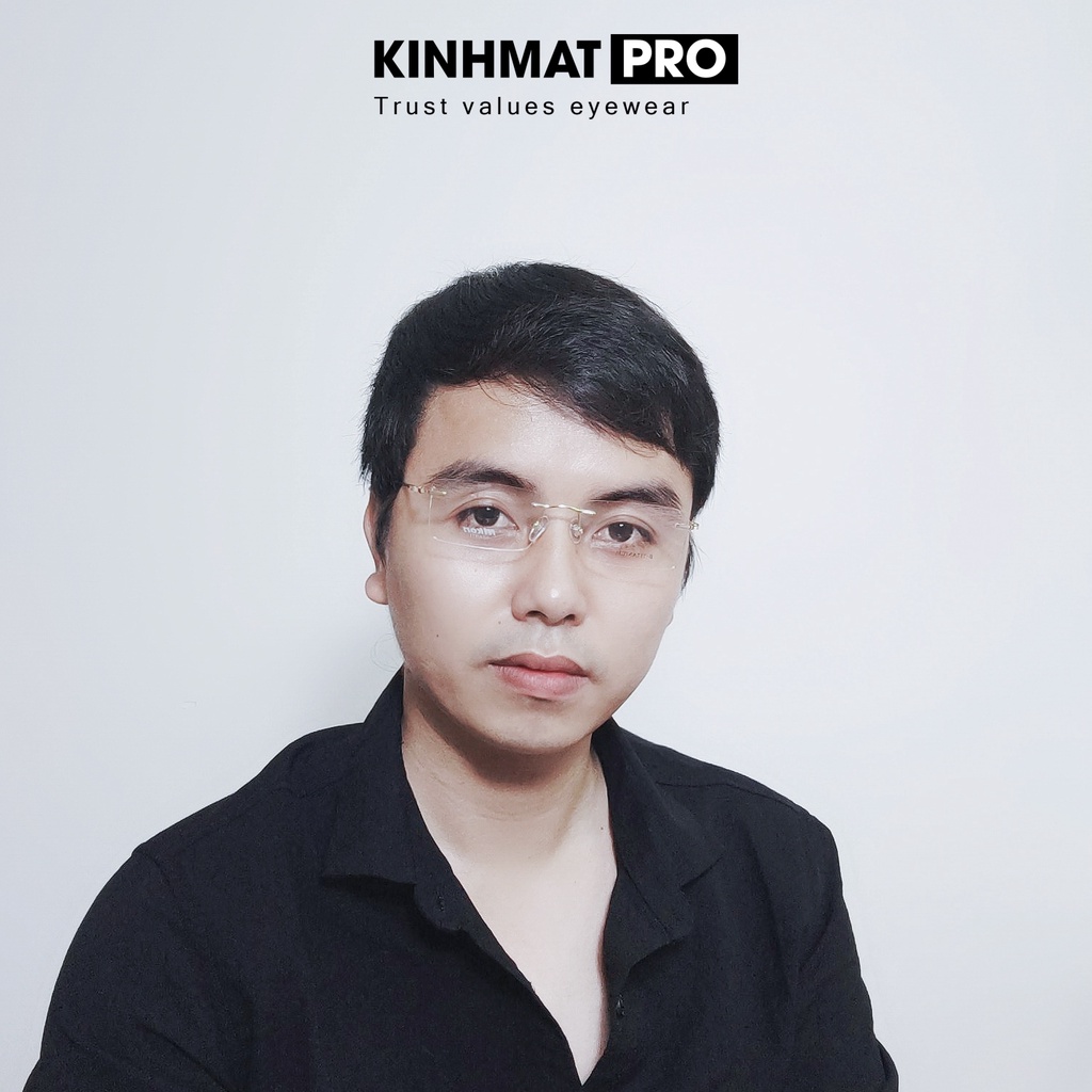 Gọng kính cận nam nữ không viền cao cấp Nikon 16011 hợp kim titan Kính mắt Pro