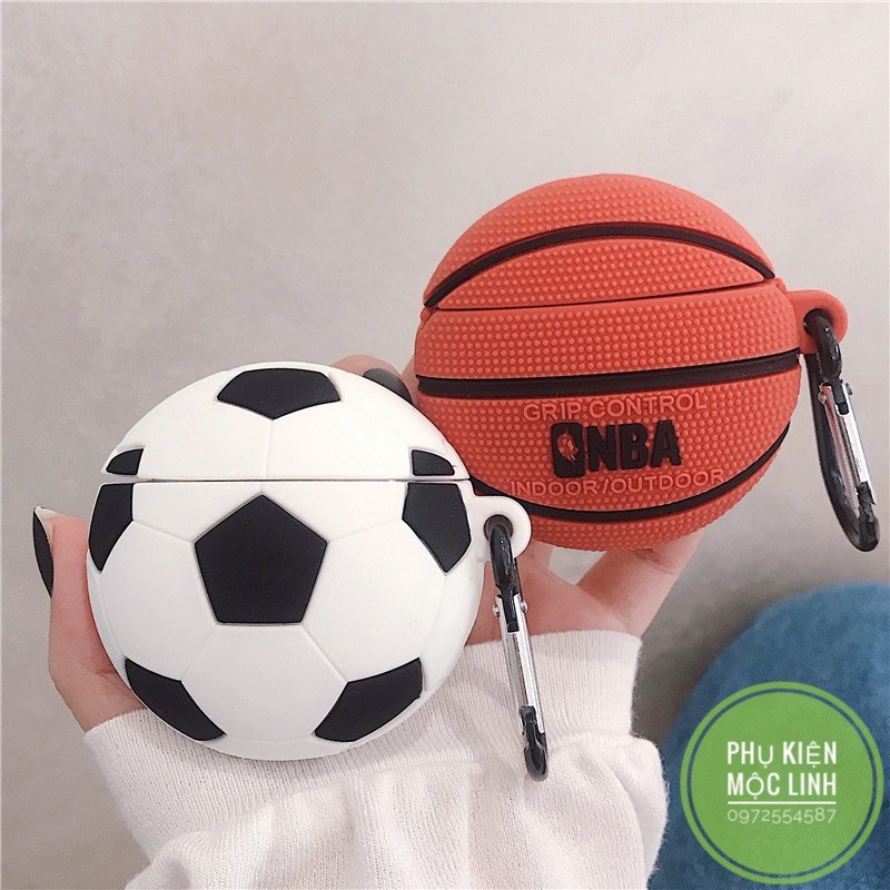 ☘️Tặng kèm móc treo☘️Case Airpod 1 2- Vỏ bao bọc Football Cover đựng tai nghe không dây Airpods Bóng rổ - Bóng đá 3D