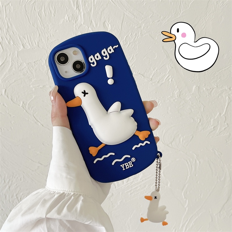 Ốp Điện Thoại Hình Vịt Chạy Bộ Màu Xanh Dương Cho IPhone 13 13ProMax 11Promax 12Pro12 11 XS XR X XSMax 7Plus