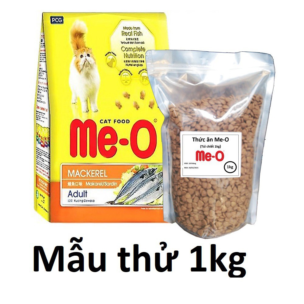 ((túi zip 1kg) Thức ăn cho mèo Me-o (3 vị) Cá ngừ, Cá thu và Hải sản thức ăn mèo lớn túi zip