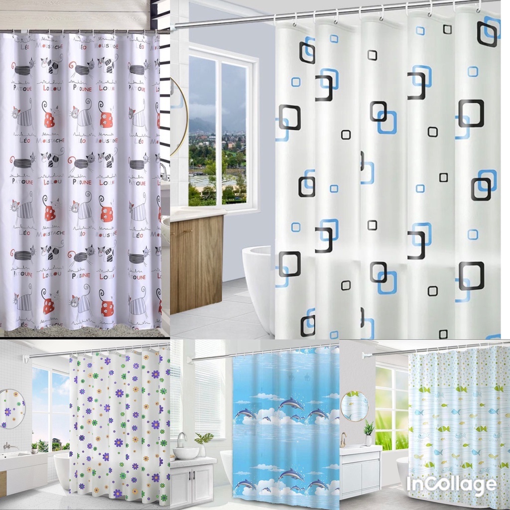 Rèm Phòng Tắm Có Kèm Móc Nhựa Rèm Chống Nước 180Cm X 180Cm