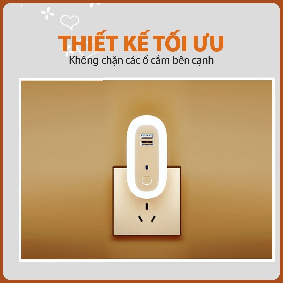 Đèn ngủ thông minh TABISO 10 cấp độ sáng - điều khiển từ xa bằng remote - hẹn giờ -có cổng sạc nhanh điện thoại - 2021