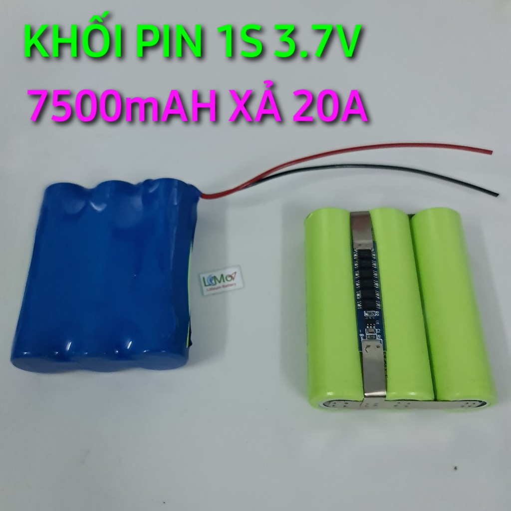 Pin 1S 3.7V 7500mAH. Pin mới, dòng xả cao. 3 Cell 18650, Có mạch bảo vệ 1S siêu bền - LIMO