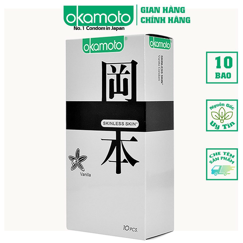 Bao cao su Okamoto Vanilla hương vani siêu mỏng Nhật Bản - NinaGen - Cam kết che tên, kín đáo