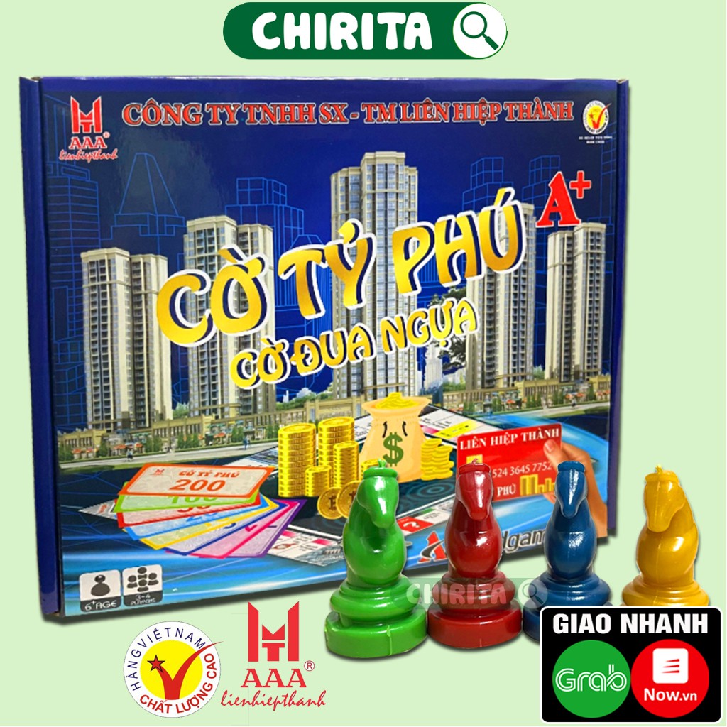 Cờ Tỷ Phú + Cờ Cá Ngựa Liên Hiệp Thành A+ CAO CẤP - Bàn Cờ Bằng Giấy, Boardgame, Cờ Tỷ Phú Cờ Đua Ngựa CHIRITA