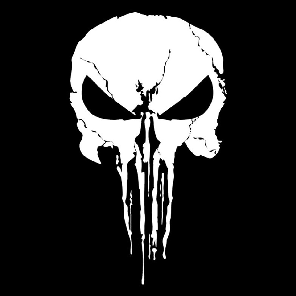 Sticker Dán Xe Hơi Hình Đầu Lâu Punisher 3D Kích Thước 10.3 * 17.9CM