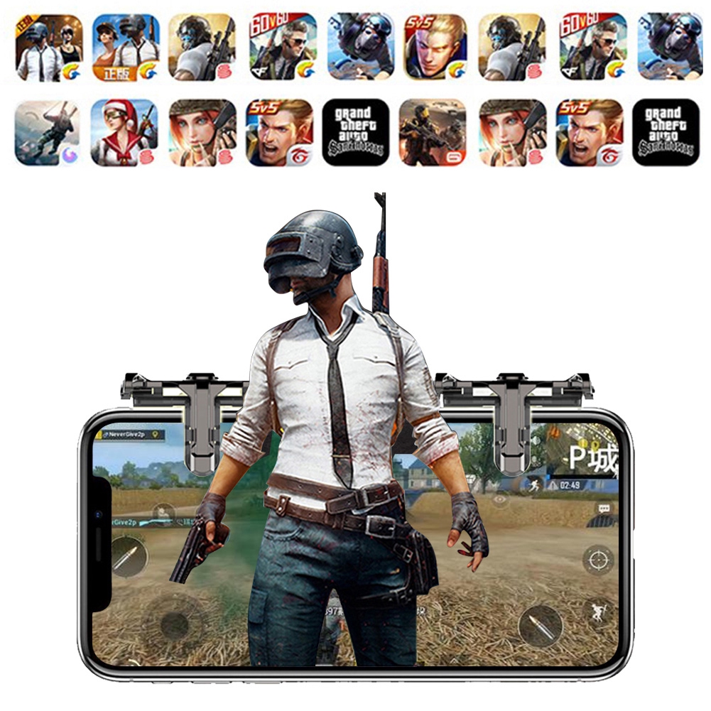 ❤ Plastic Gaming Trigger PUBG Mobile Controller Gamepad Android IOS iPhone 1 Pair BLM