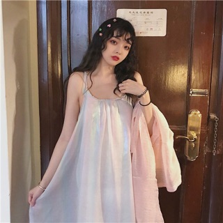 Áo đầm suông ánh xà cừ Ulzzang