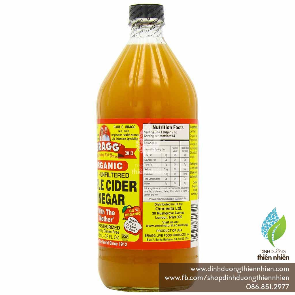 [KÈM QUÀ TẶNG] Giấm Táo Hữu Cơ Bragg Organic Apple Cider Vinegar, Có Con Giấm (With Mother)