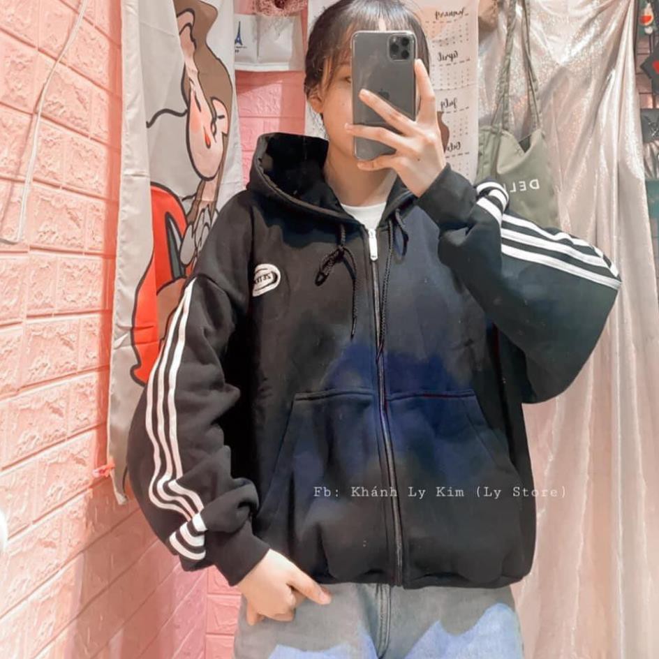 Xả. Áo hoodie nỉ 3 sọc zation unisex - Áo khoác thể thao kiểu dáng bomber năng động Ulzzang nam nữ HOT ¹ ' :