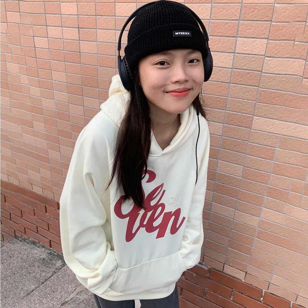 Hoodie &quot;Seven&quot; - Ivory White