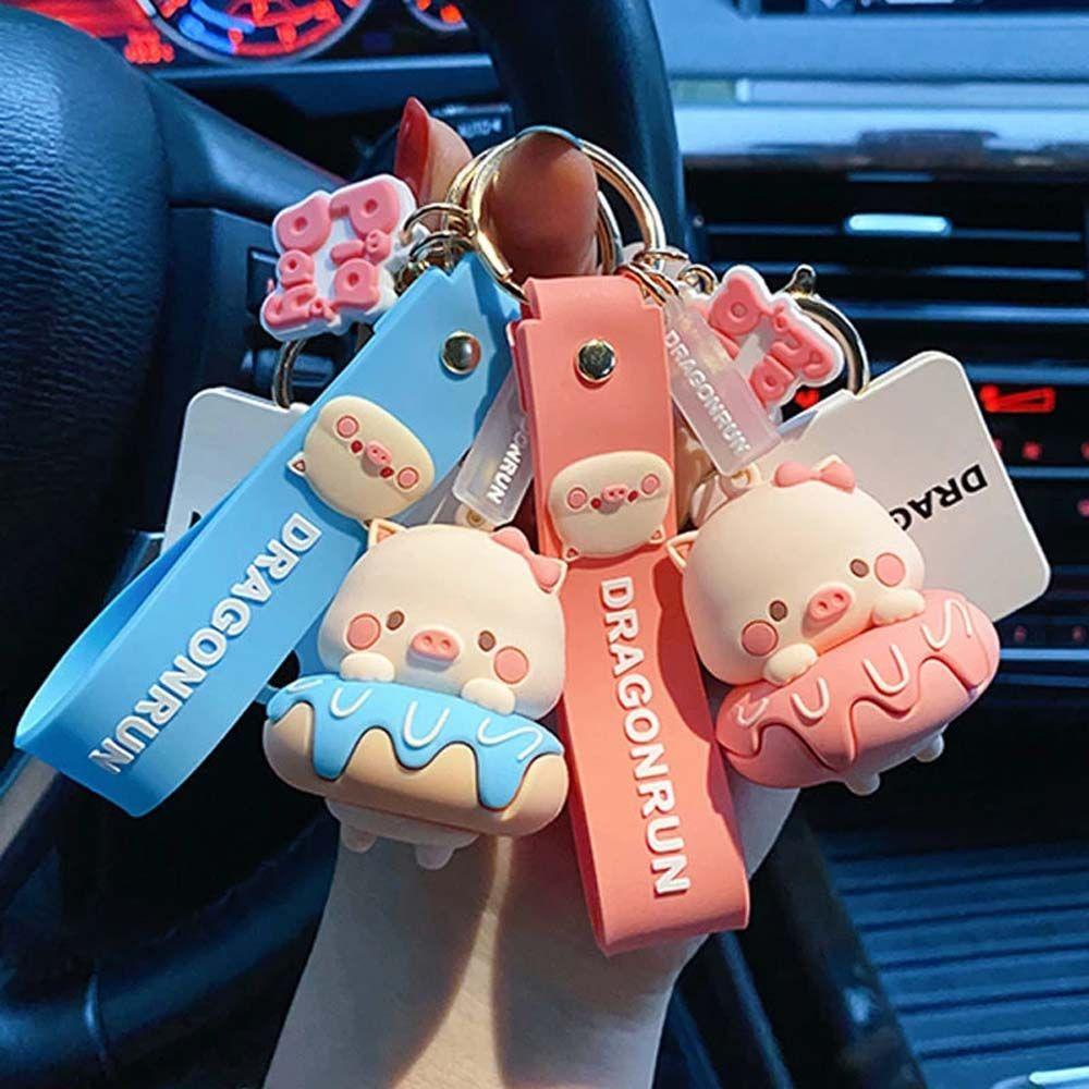 Móc Khóa Hình Bánh Donut / Heo Hoạt Hình Dễ Thương