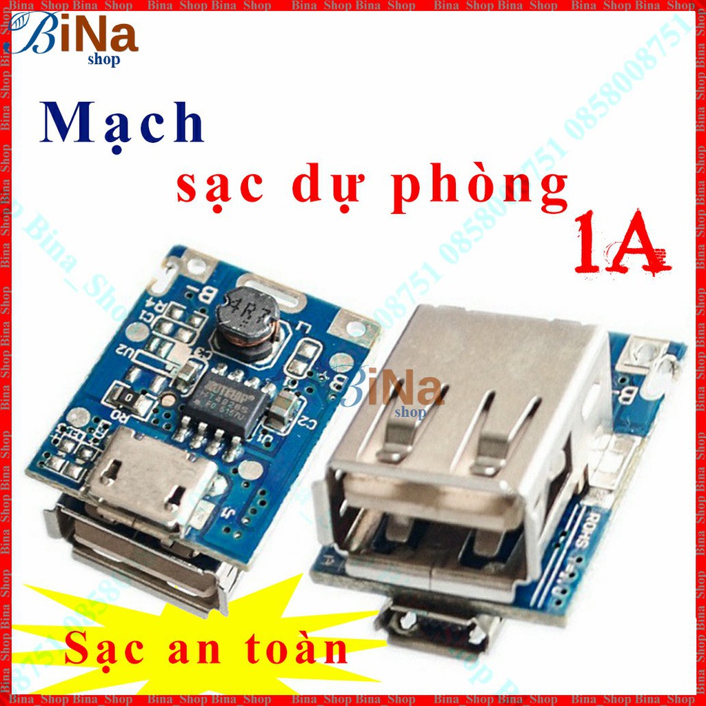 Mạch sạc dự phòng 5V 1A nhỏ gọn tiện dụng