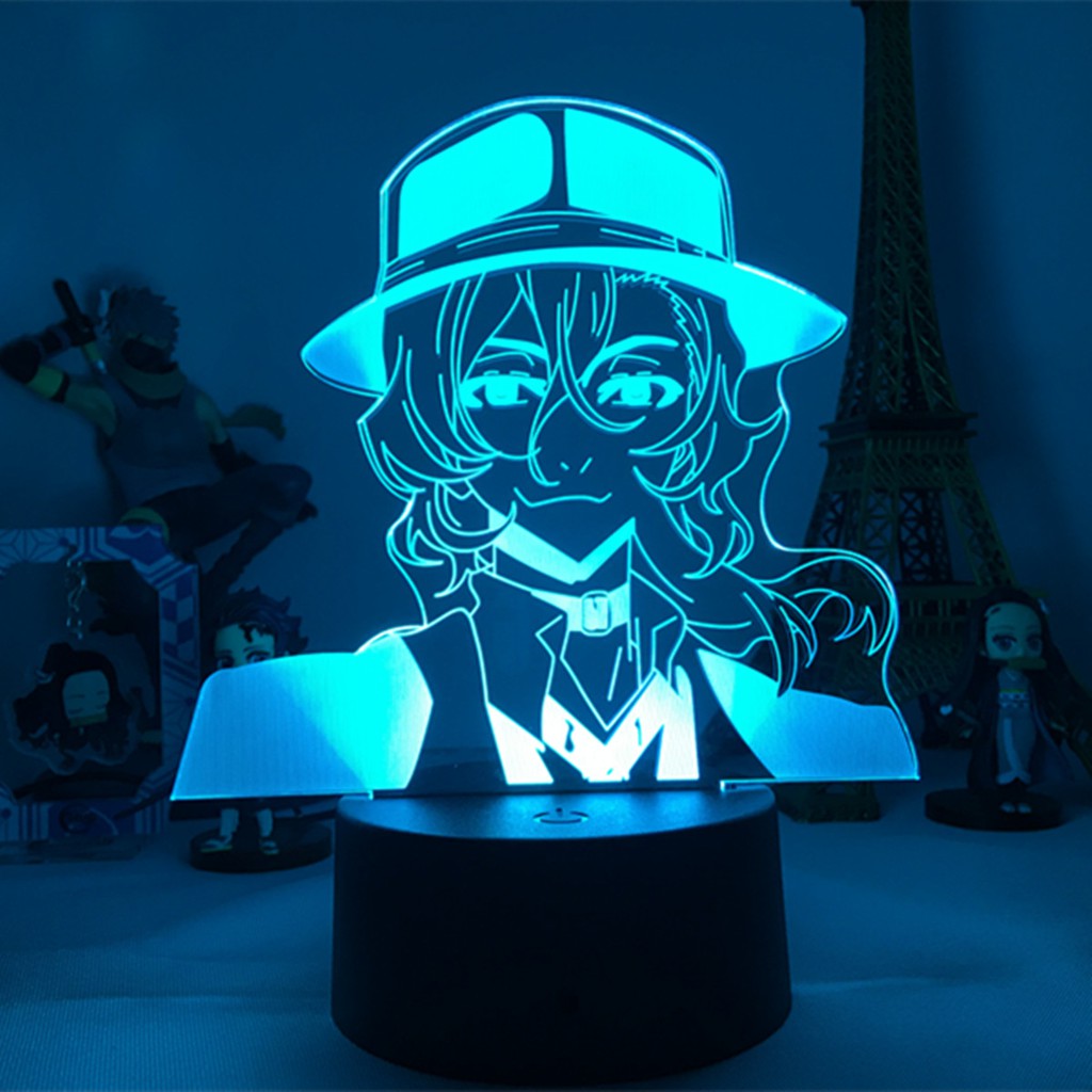 Đèn Ngủ Led Hình Chú Chó Nakahara Chuuya 3d Nhiều Màu Sắc