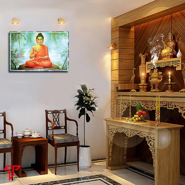 Tranh Phật giáo, treo tường trang trí phòng thờ, tranh phật quan âm, tranh Phật Thích Ca