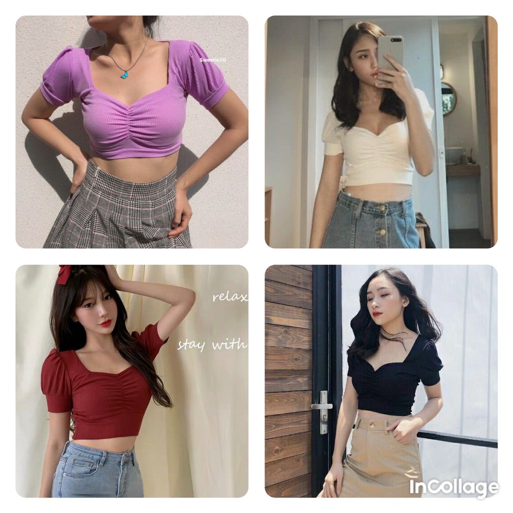 Áo Crotop Nữ - Áo Croptop Nữ Tay Phồng Nhúm Giữa Thun Gân -  Thời Trang Nữ AnAn - CRT11 | BigBuy360 - bigbuy360.vn