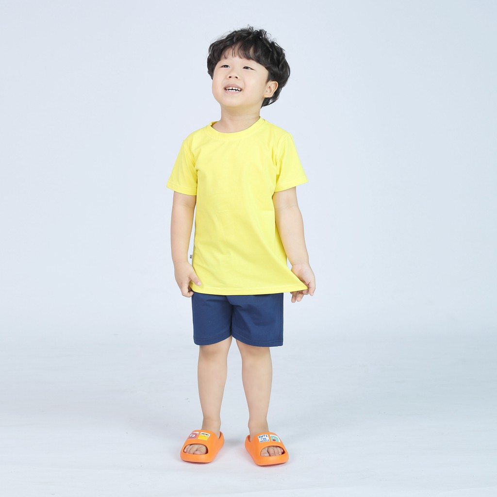 Đồ bộ bé trai áo thun quần short trơn BabyloveGo chất liệu cotton sợi thoáng mát co giãn cho trẻ từ 8-38kg