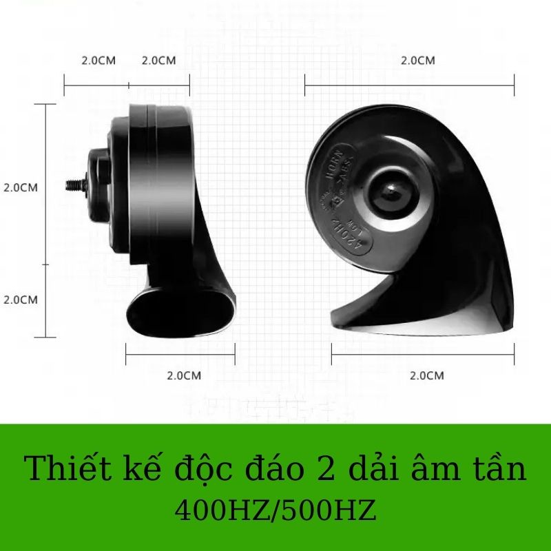 Còi sên Electric Horn chính hãng lắp ôtô, xe máy chống nước hay hơn cả Denso-Giắc bát đầy đủ-Bảo hành 12 tháng