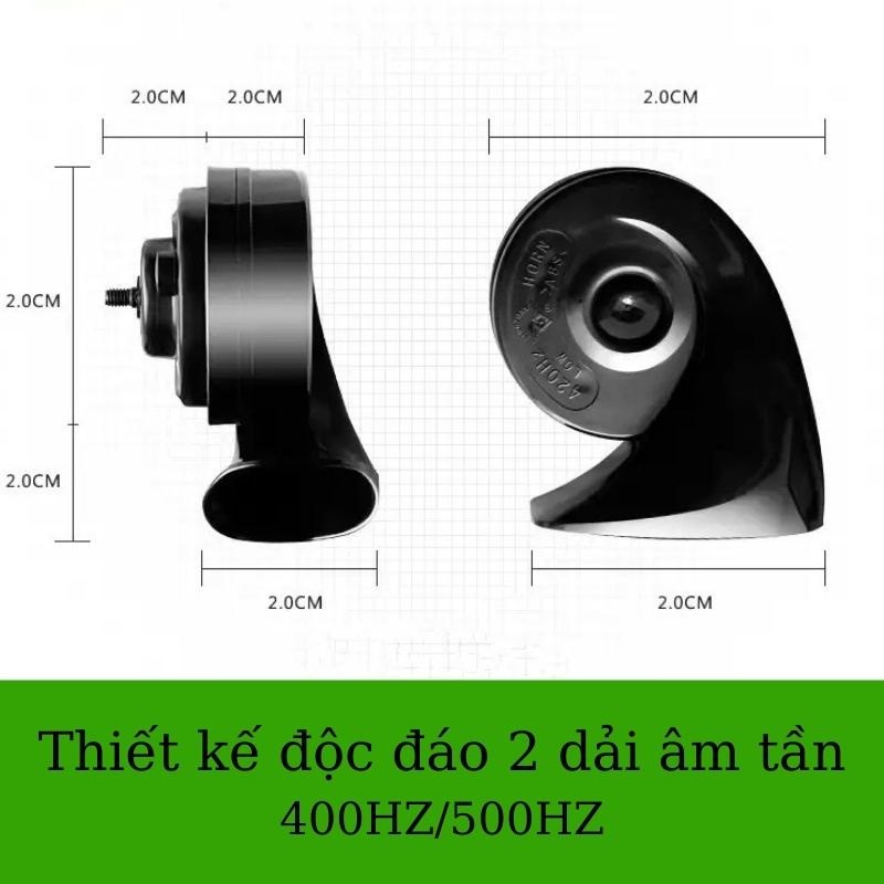 Bộ còi(kèn) sên ôtô, xe máy chính hãng chống nước Electric Horn tiếng rất êm,trong và vang