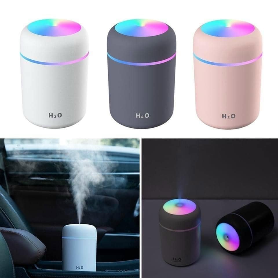 Máy Khuếch Tán Tinh Dầu Phun Sương Tạo Ẩm Máy Xông Tinh Dầu Trên Ôtô & Cho Phòng Ngủ Thơm Mát Có Đèn LED 7 Màu