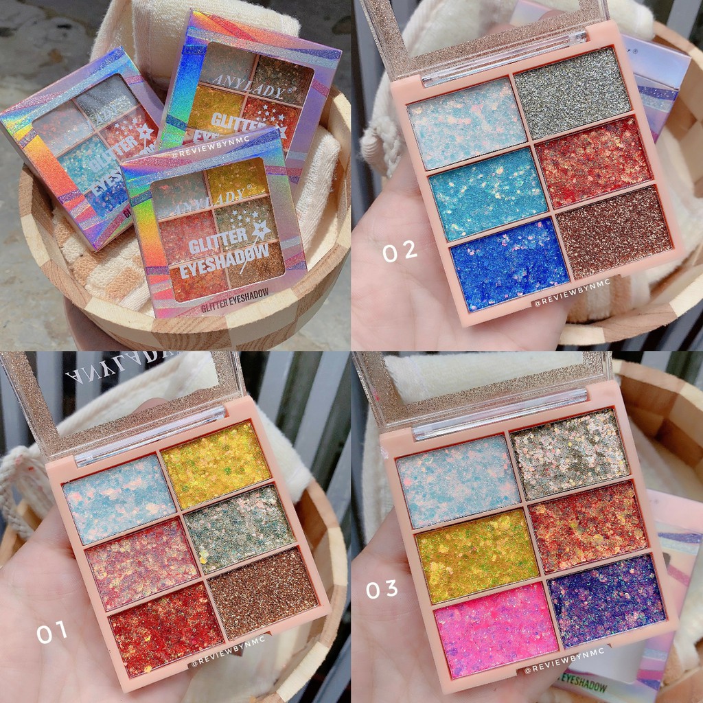 Nhủ mắt kim tuyến Glitter Any Lady 6 ô