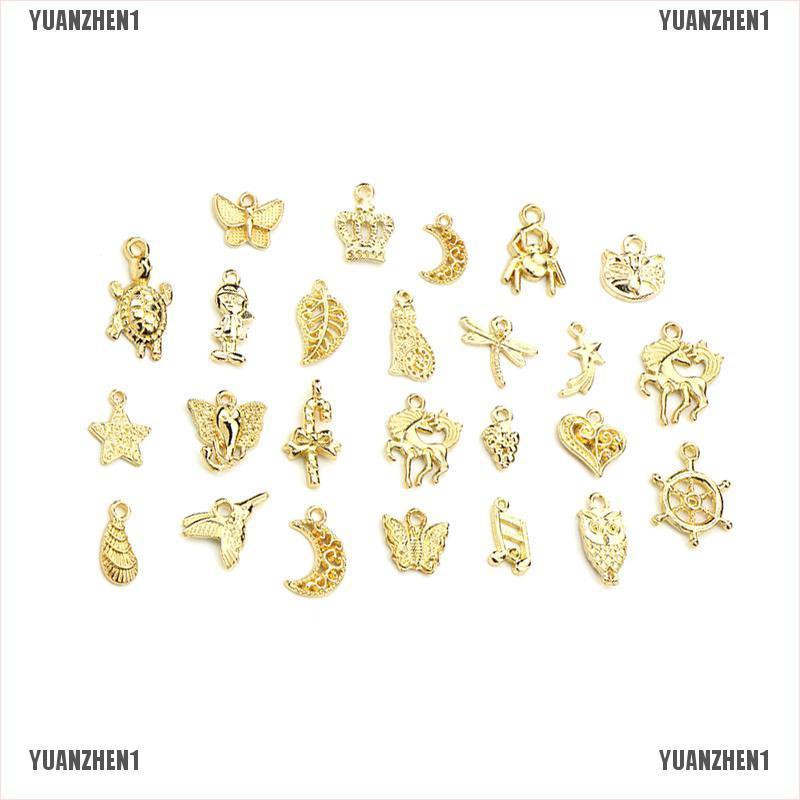 [YUANZHEN1] Set 50 Hạt Charm Mặt Dây Chuyền Tráng Men Hỗn Hợp Thủ Công DIY