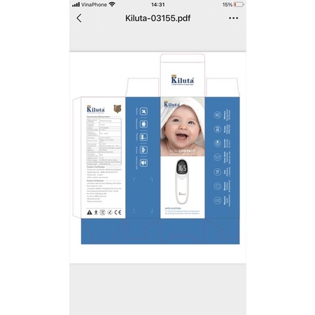 Nhiệt kế hồng ngoại cảm ứng Kiluta chính hãng