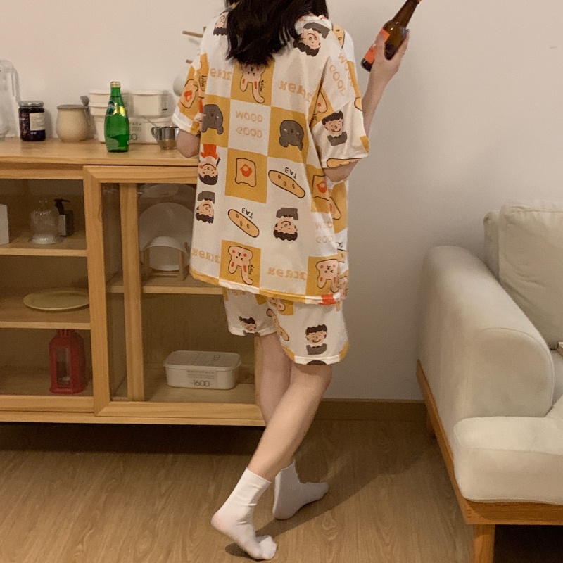 IELGY Bộ Đồ Ngủ Ngắn Hai Mảnh Phong Cách Ngọt Ngào Dễ Thương Thời Trang Mùa Hè Cho Nữ