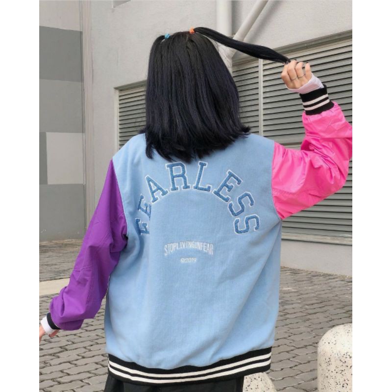 [Mã FAMARAL1 giảm 10K đơn 50K] Áo khoác Dù Bomber jacket FEARLESS form rộng unisex (Ảnh thật)