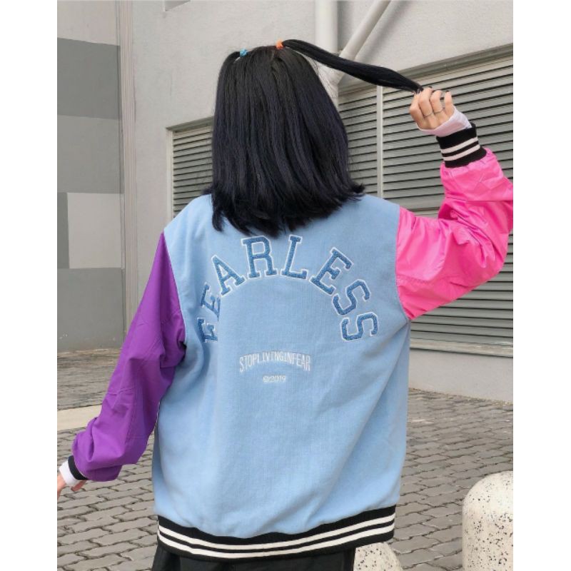 Áo khoác Dù Bomber jacket FEARLESS form rộng unisex (Ảnh thật)