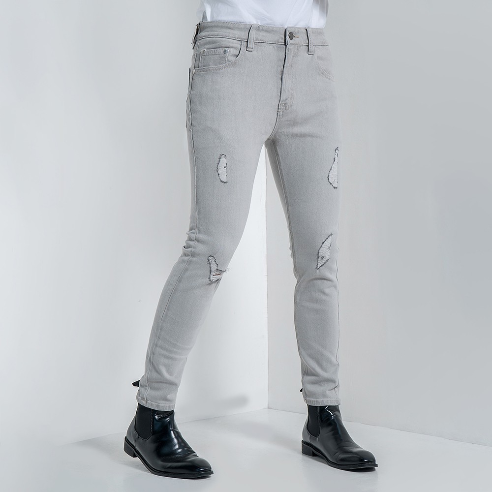 Quần Jeans Rách Gối CEFFYLO Chất Liệu Dày Dặn, Form Chuẩn Tôn Dáng, Màu Sắc Trẻ Trung - POLIDO