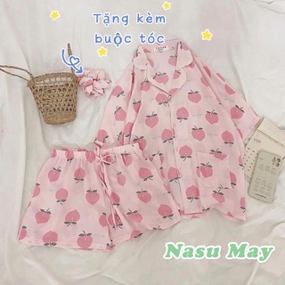  Bộ Đồ Ngủ Pijama Nữ QUẢ ĐÀO Kate Tay Cộc Mặc Nhà Xinh