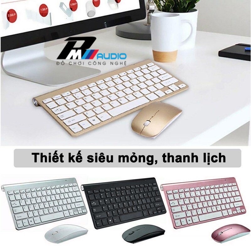 Bàn Phím kèm Chuột Không Dây 2.4G dùng cho laptop, máy tính pc chống thấm nước-bảo hành 6 tháng lỗi 1 đổi 1-BMVAUDIO