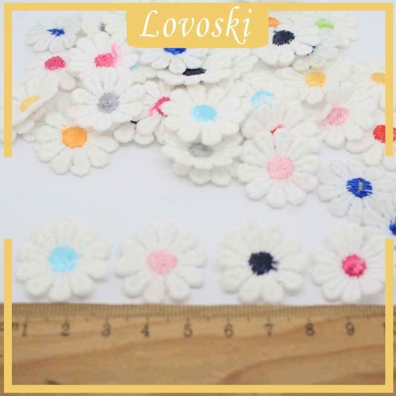 Set 50 Miếng Dán Trang Trí Quần Áo Hình Hoa Cúc Thêu Xinh Xắn