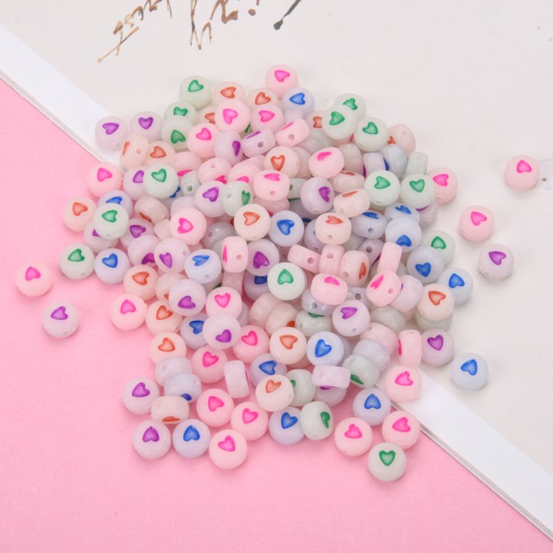 Bộ 100 Hạt Xâu Chữ Cái Dạ Quang 7mm