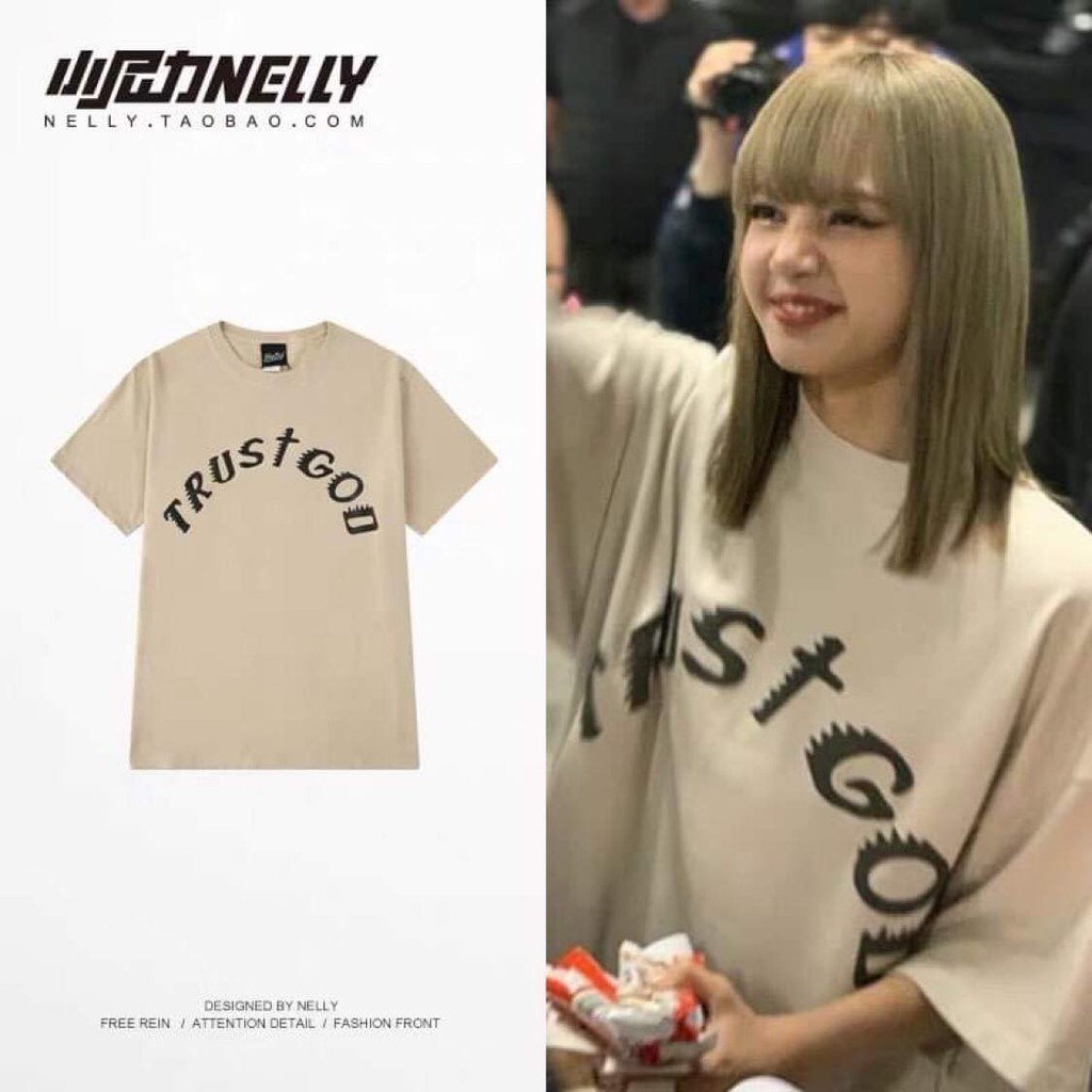 Áo thun NELLYHEYBIG có sẵn , hình ảnh Lisa Blackpink màu be cực đẹp mã BHYHDX6807CY.