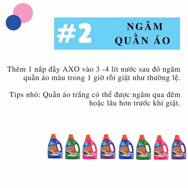 Nước giặt tẩy quần áo màu AXO chai 400ML - Hương Hoa Đào