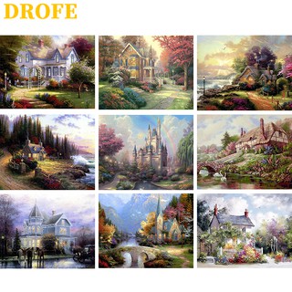 DROFE Bộ Tranh Sơn Dầu Trang Trí Tự Làm Hình Phong Cảnh 40x50cm