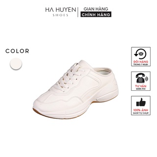 Sục thể thao nữ Hà Huyền Shoes sneaker trơn đế viền nâu năng động trẻ thumbnail