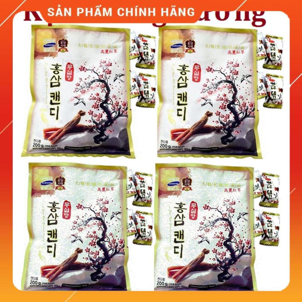 Kẹo Sâm Không Đường Hàn Quốc, Gói 200gr - Kẹo Không Đường Cành Đào Chính Hãng