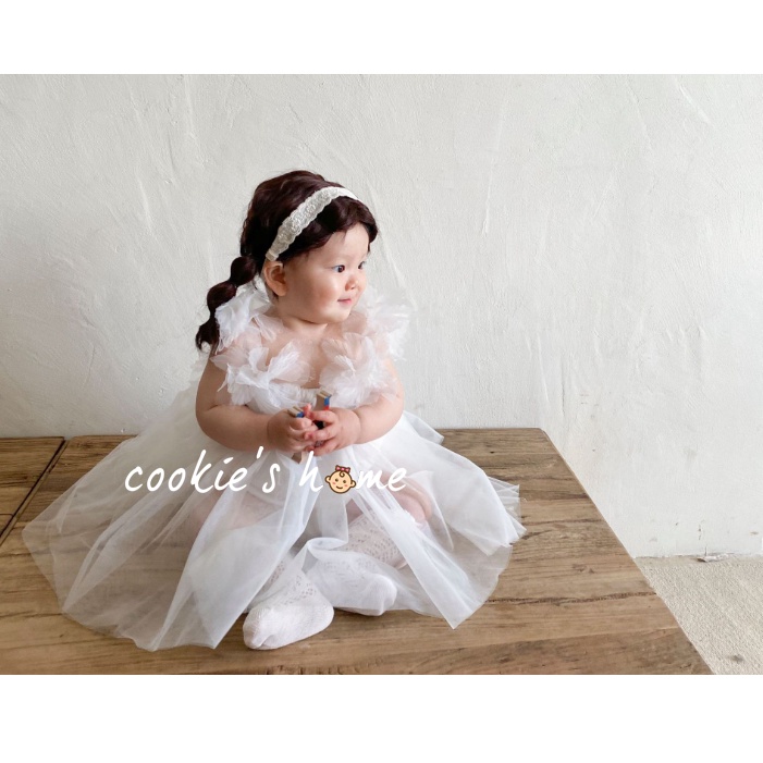 Body đầm công chúa phồng trắng cho bé gái sơ sinh mặc thôi nôi chụp hình studio