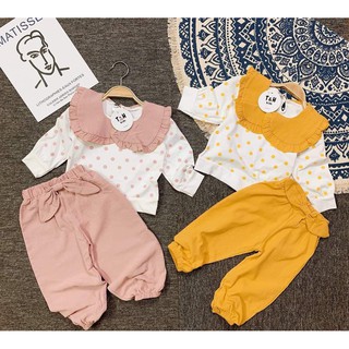 Set bộ chấm bi dài tay cho bé gái