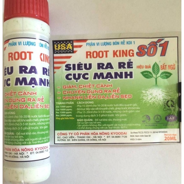 [Rẻ nhất] Kích thích ra rễ cực mạnh Root King lọ 20ml hàng đẹp, chuyên giâm chiêt cành, phân phối chuyên nghiệp