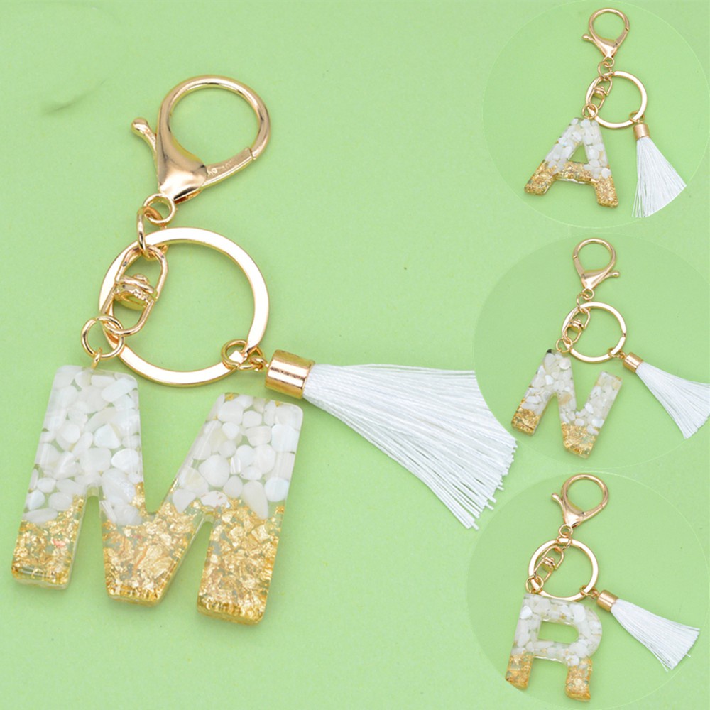 1 Móc Khóa Hình Chữ Cái Tiếng Anh Màu Vàng Gradient Resin Lấp Lánh
