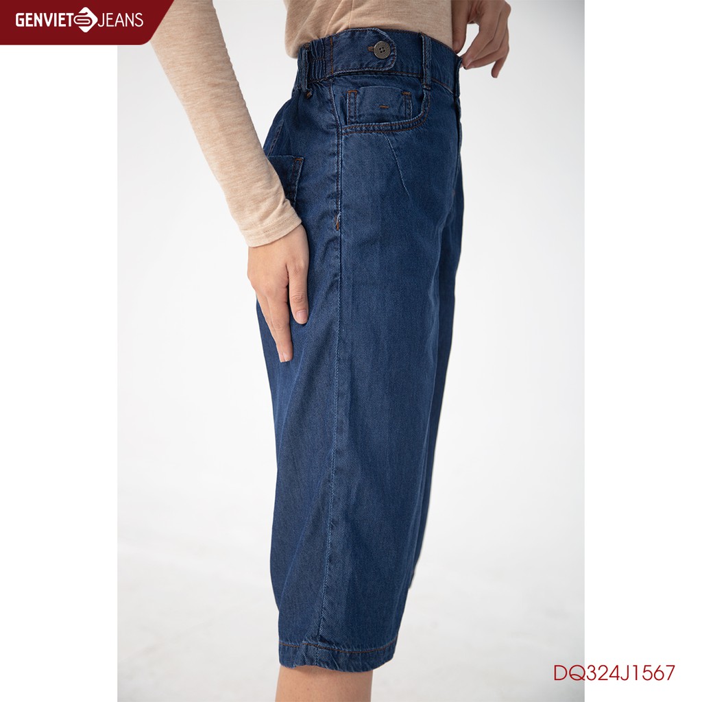 Quần ngố jeans nữ ống suông DQ324J1567 GENVIET