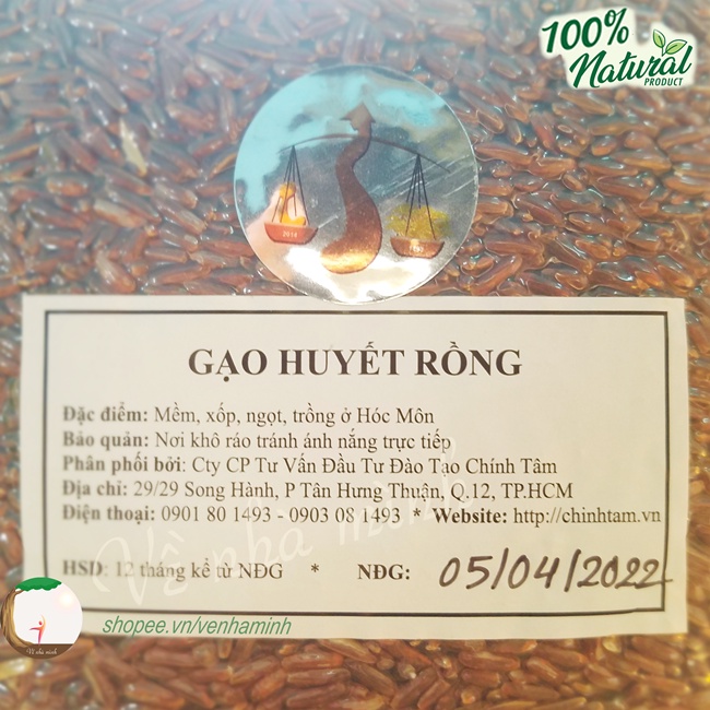 GẠO LỨT ĐỎ HUYẾT RỒNG 4 THÁNG HỮU CƠ TRỒNG TỰ NHIÊN 1KG dùng ăn dưỡng sinh, thực dưỡng, eatclean, ăn kiêng, ăn chay