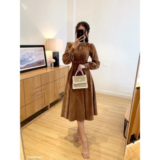 ĐẦM MIDI CỔ TÀU THẮT NƠ PHỐI NÚT [kèm ảnh thật ]