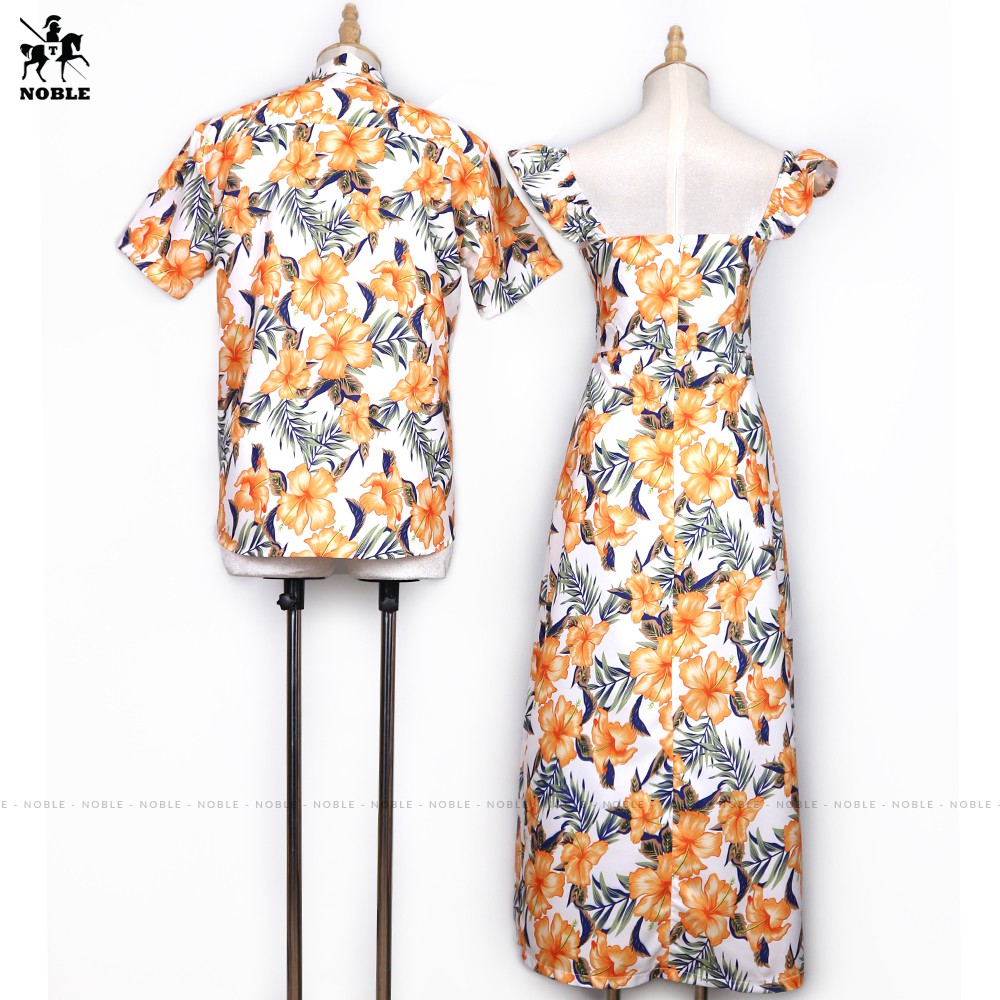 [Freeship] Set đồ đôi áo sơ mi nam đầm nữ couple, trẻ trung thời trang hàn quốc Noble AG80 (kèm ảnh thật)
