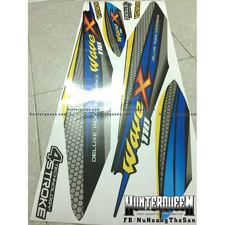 Tem rời xe Wave màu đen. Thay đổi màu sắc và chi tiết theo yêu cầu. Sắc nét, bền màu