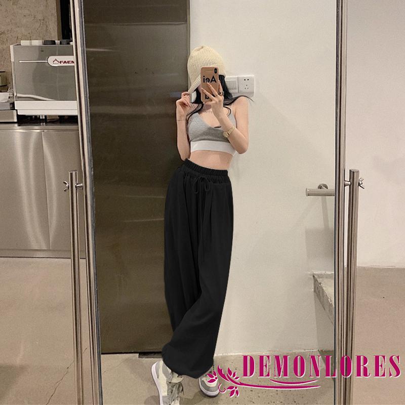 Bộ Áo Hai Dây Hở Lưng + Quần Dài Eo Cao Dáng Rộng Thời Trang Cho Nữ